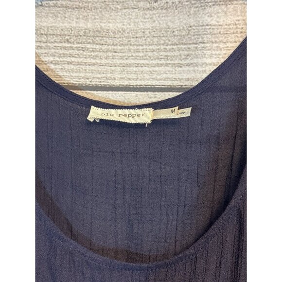 Blu Pepper Sleeveless Navy Blue Crochet Waist Dress Size M - Picture 2 of 3